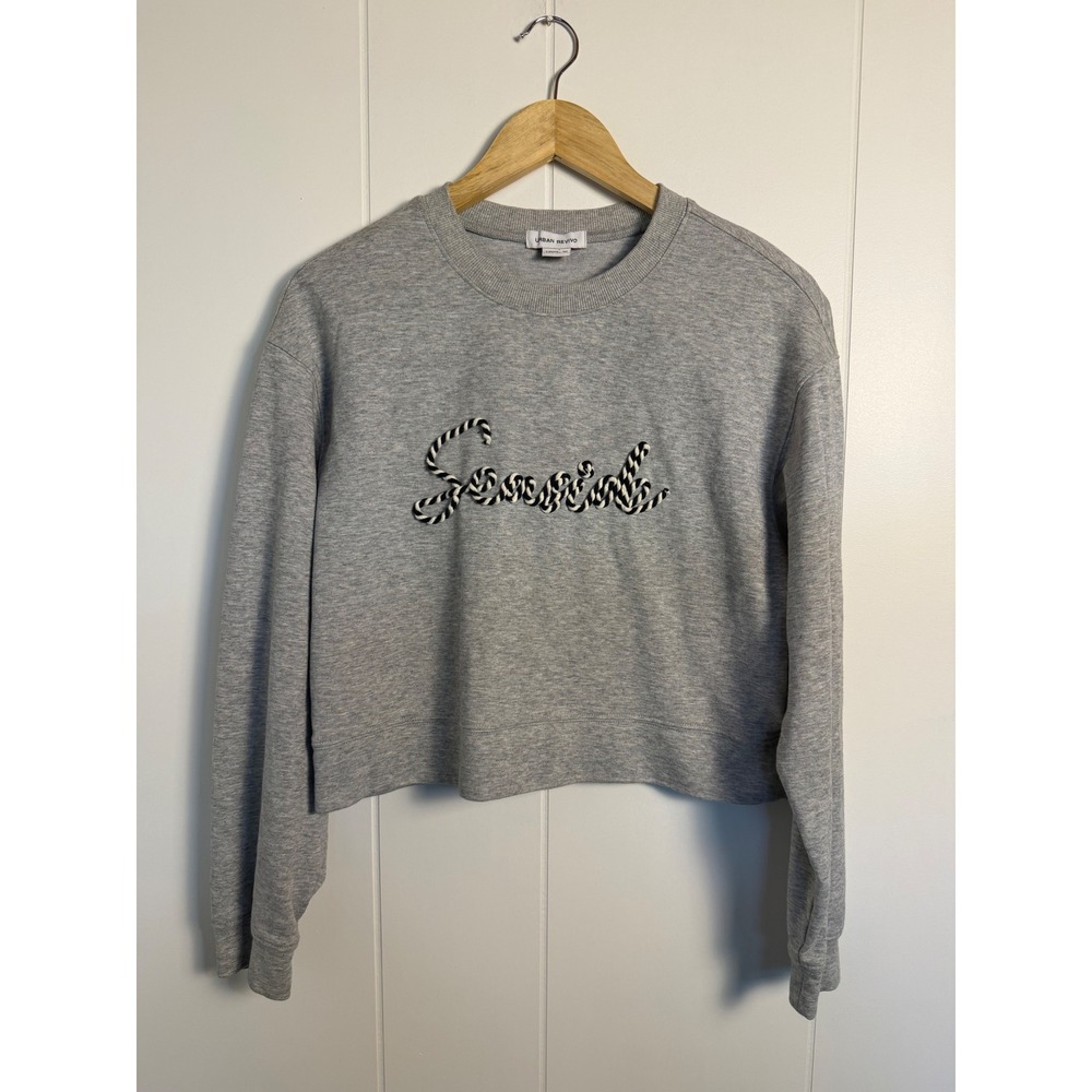 Seaside Fisherman Crewneck Size 4 Gray Cropped Embroidered Rope‎ Script